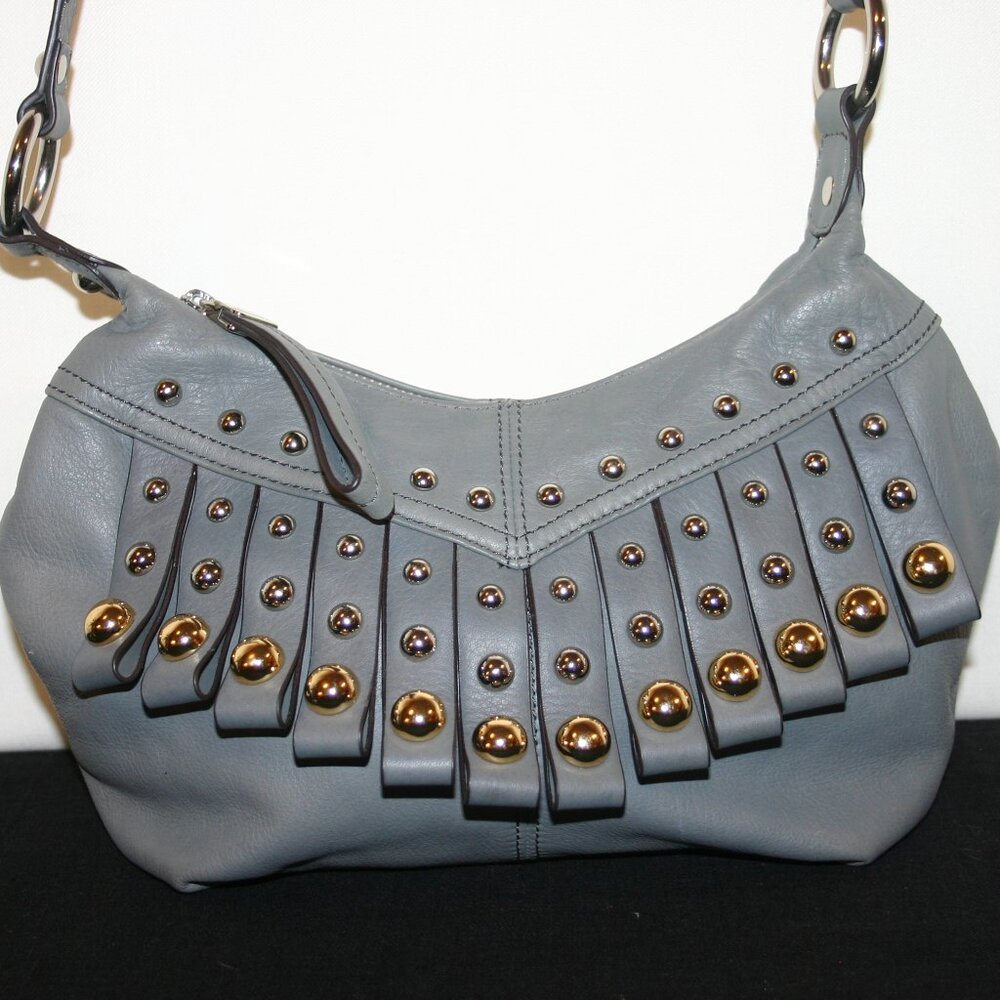 Gray Studded Crossbody Bag